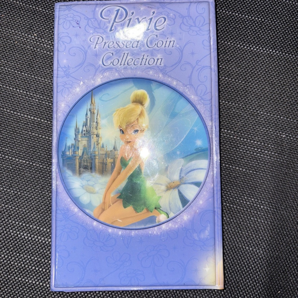 Disney World Tinker Bell Pixie Pressed Coin Collectors Book w/24 Pennies, R4 Qtr
